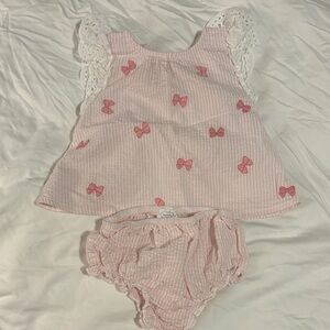 Mud Pie Pink Bow Diaper Cover Set